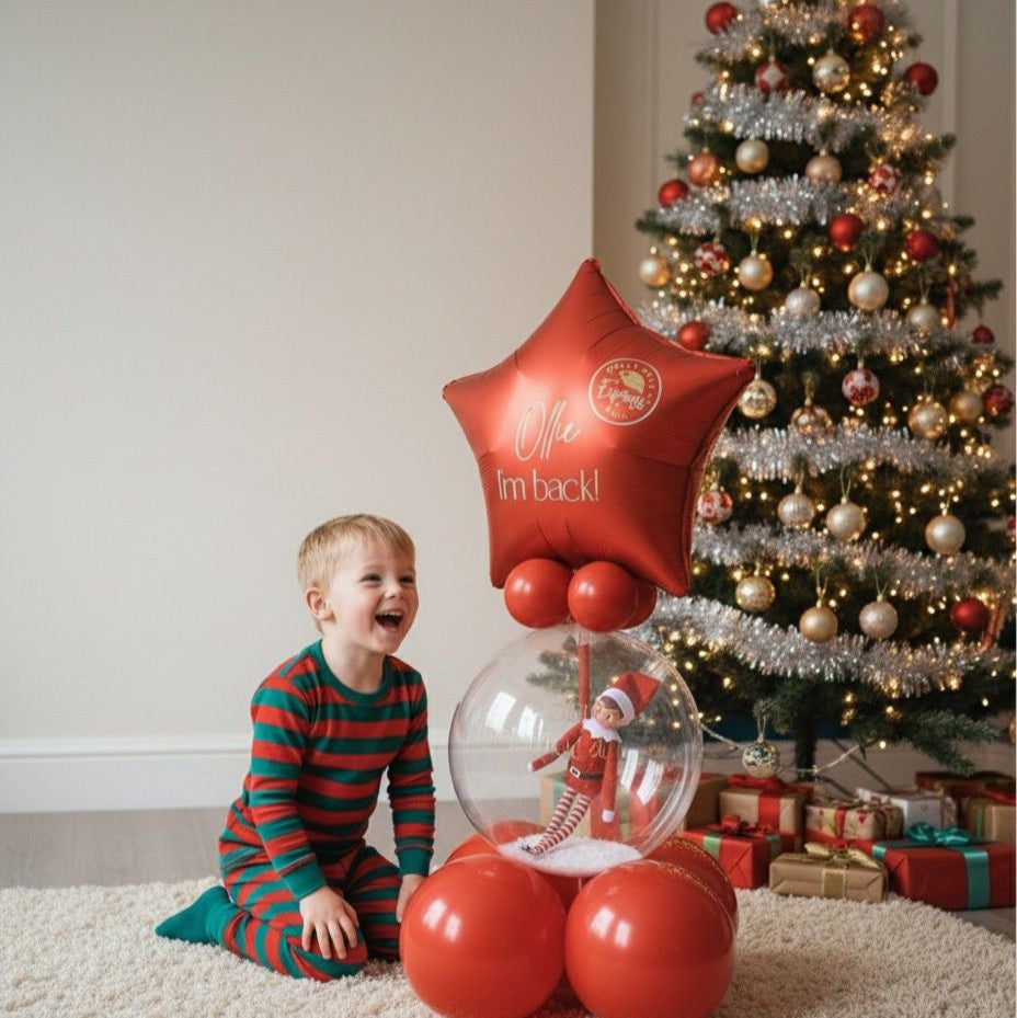 Arreglo de globos “¡Oh, I’m back!” con Elf