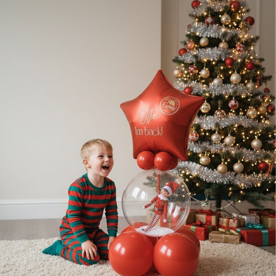 Arreglo de globos “¡Oh, I’m back!” con Elf